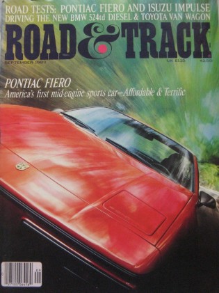 ROAD & TRACK 1983 SEPT - FIERO, XJR-5, PULSAR TURBO